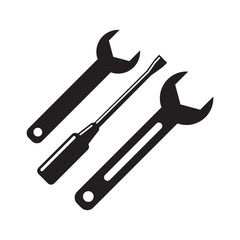 wrench, screwdriver icon vector symbol on white background