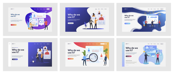 Set of business people validating personnel. Flat vector illustrations of busy men and women assessing coworkers. Business and corporate world concept for banner, website design or landing web page