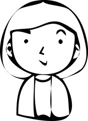 Monochrome Rough doodling Hand painted cute Smiling people icon