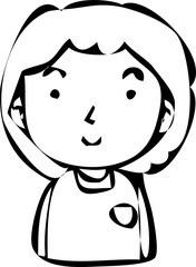 Monochrome Rough doodling Hand painted cute Smiling people icon