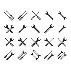 set of screws isolated on white background