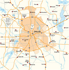 overview and street map of texas city dallas