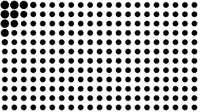 abstract background. Black circles on a white background. Wave movement on the background