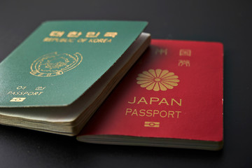 Japan and republic of Korean passport 