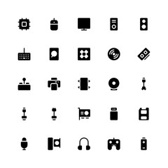 Set of hardware component computer or laptop glyph style icon - vector