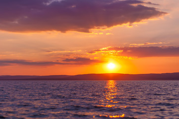 Sunet over the Balaton lake