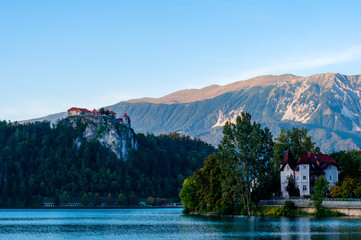 View on the Pilgrimage Church of the Assumption of Maria on the Lake Bled.