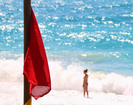 Warning Flag at an Italian Beach