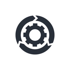 Agile process . Gear, arrow, circle, cycle. Agile development concept. Vector icon isolated on white background.