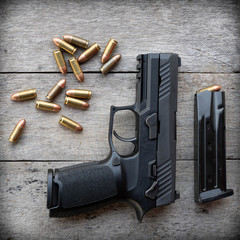 gun on wood