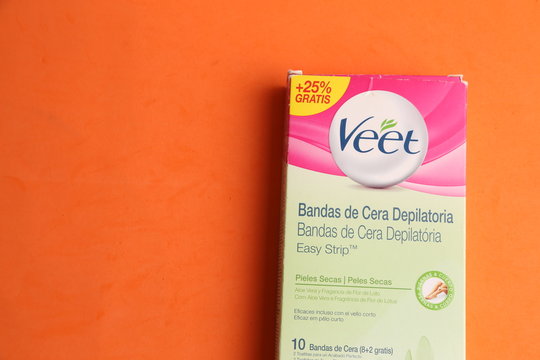 Zaragoza, January 23, 2020, box, of veet brand depilatory strips