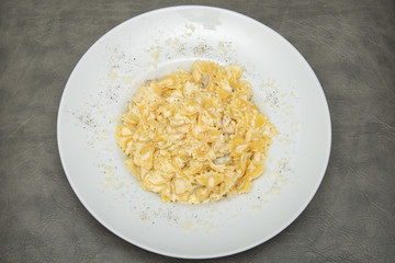 Farfalle pasta with  olive sauce