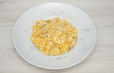 Farfalle pasta with  olive sauce