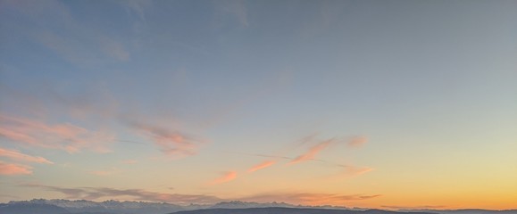 Yellow orange sunset panorama