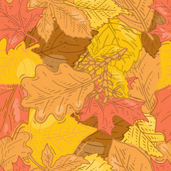 Seamless pattern with autumn leaves vector illustration. Falling leaf pattern. Autumn seamless background.