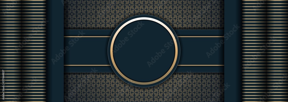 Aufkleber abstract golden texture with overlap layers dark background