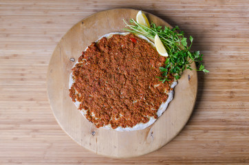 Traditional delicious Turkish food; Turkish Lahmacun