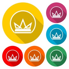 King crown icon isolated with long shadow