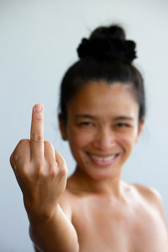 Young Woman Middle Finger