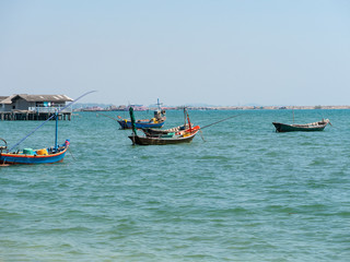 fishing boats anchoring in the harbor