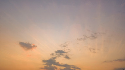 Beautiful orange Sun light and few  cloud on the sky in sunrise time, nature background