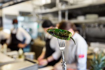 Baked jalapenos. The cuisine of Tel Aviv.