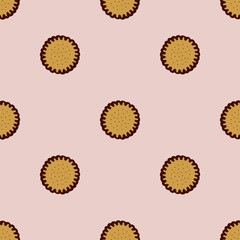 Seamless pattern with chocolate chip cookies. Vector illustration.