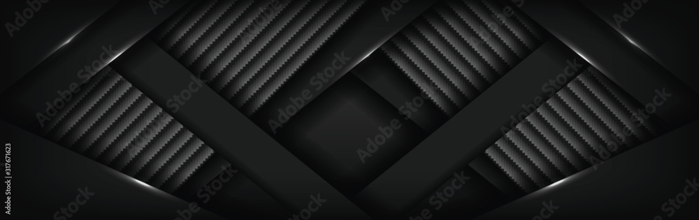 Poster abstract luxurious dark carbon background with overlap layer