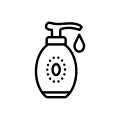 Black line icon for lotion skin care