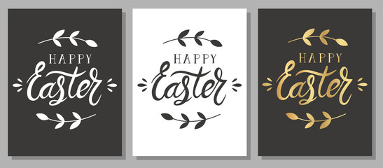 Easter card with twigs and lettering of different colors