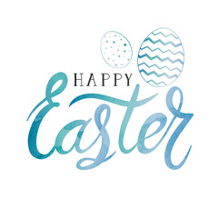 Happy easter lettering with watercolor