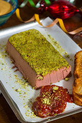 Goose liver terrine. The cuisine of Tel Aviv.