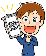 スマホを持つ男性のイラスト素材