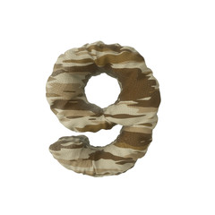 Camouflage army numbers of 9, 3D rendering isolated on white background - Illustration