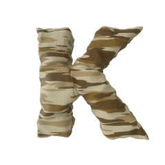 3d rendering of desert camouflage of letter K