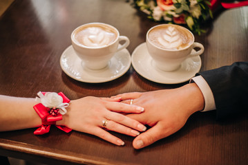 Obraz na płótnie Canvas Romantic meeting in a cafe with coffee