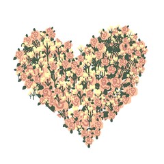 artistic abstract creative floral hand drawn design template background, banner. card, poster heart shaped garden