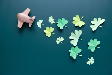 St. Patrick's day, Plane luck Shamrock on a green background
