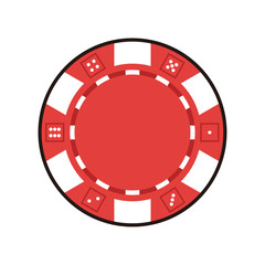 レッドチップのイラスト。チップはルーレットやポーカーなど、カジノゲームで賭けるときに使用するコイン。