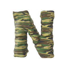 Camouflage english alphabets font texture - 3D illustration