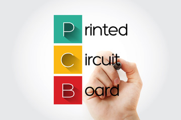 PCB - Printed Circuit Board acronym with marker, technology concept background