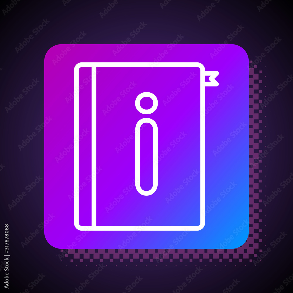 Poster white line user manual icon isolated on black background. user guide book. instruction sign. read be