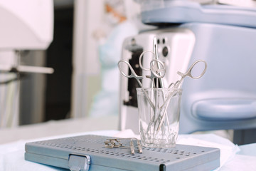 Microsurgical instruments. Operating ophthalmic surgeon tools