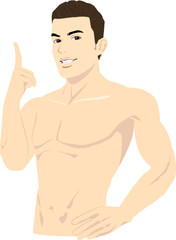 Fototapeta premium メンズエステ 指差し 笑顔02