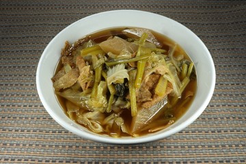 Traditional Chinese various vegetable boiled in bowl. Famous menu in Chinese New Year or Ancestor ceremony. Vegetarian and diet menu. Very low calories and healthy food.