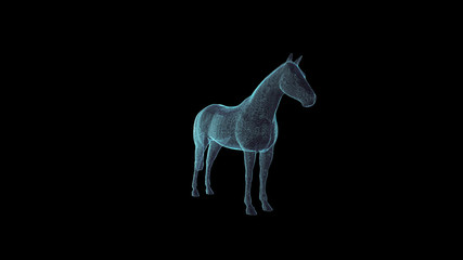 Fototapeta na wymiar Horse Hologram Wireframe. Nice 3D Render on a black background