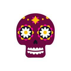 Sugar mexican skull for Dia De Los Muertos holiday party. Traditional mexican Halloween design for Day of the dead. Ornament from Mexico.