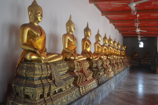 Many Buddha images lined up