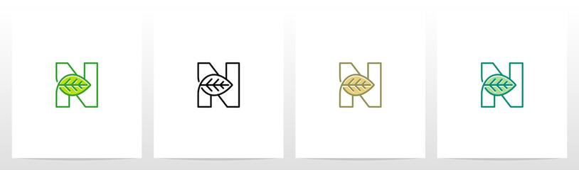 Leaf On Letter Logo Design N