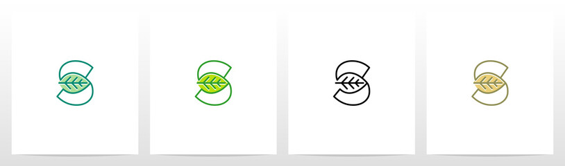 Leaf On Letter Logo Design S
